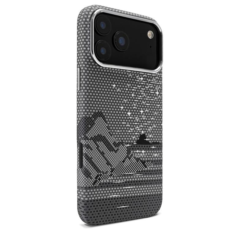 Adesivo per telefono magnetico con texture in Kevlar e effetto acqua, For iPhone 17 Pro Max, For iPhone 17 Pro, For iPhone 17, For iPhone Air, For iPhone 16 Pro Max, For iPhone 16 Pro, For iPhone 16, For iPhone 15 Pro Max