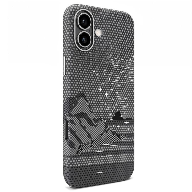 Adesivo per telefono magnetico con texture in Kevlar e effetto acqua, For iPhone 17 Pro Max, For iPhone 17 Pro, For iPhone 17, For iPhone Air, For iPhone 16 Pro Max, For iPhone 16 Pro, For iPhone 16, For iPhone 15 Pro Max