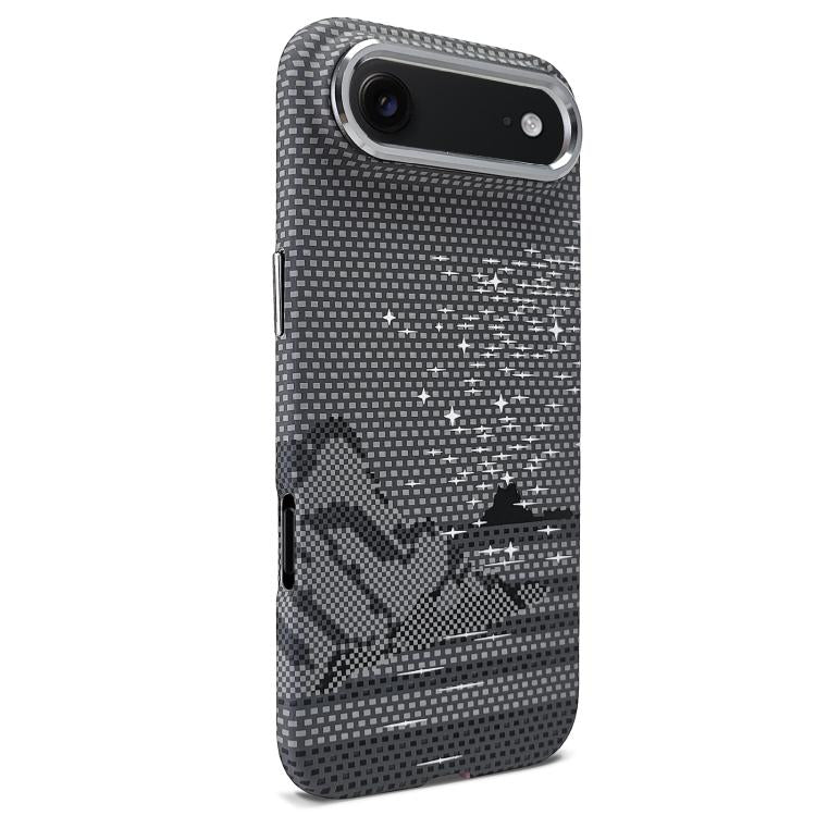 Adesivo per telefono magnetico con texture in Kevlar e effetto acqua, For iPhone 17 Pro Max, For iPhone 17 Pro, For iPhone 17, For iPhone Air, For iPhone 16 Pro Max, For iPhone 16 Pro, For iPhone 16, For iPhone 15 Pro Max