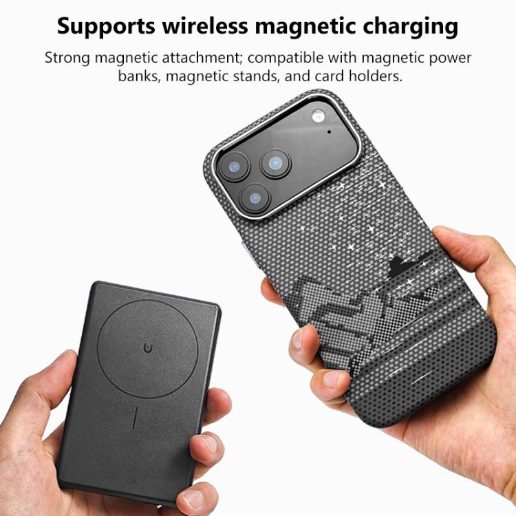 Adesivo per telefono magnetico con texture in Kevlar e effetto acqua, For iPhone 15 Pro, For iPhone 15, For iPhone 14, For iPhone 14 Pro, For iPhone 14 Pro Max