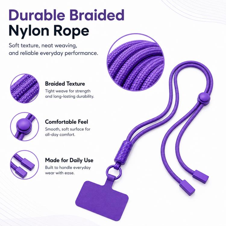 Tracolla regolabile a 360 gradi in nylon con laccetto di sicurezza per cellulare, unisex.