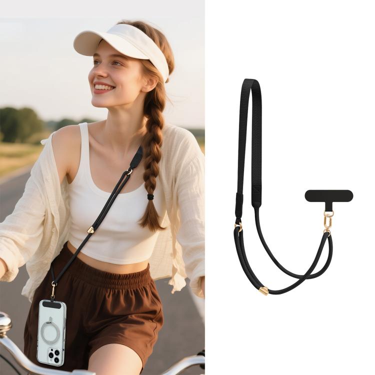 Tracolla ibrida regolabile per cellulare, da portare a tracolla o a spalla, con cuscinetto di fissaggio, unisex., Gold Hardware, Painted Metal Hardware