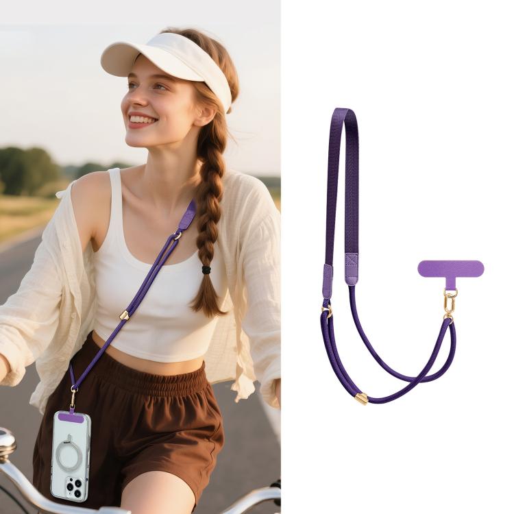 Tracolla ibrida regolabile per cellulare, da portare a tracolla o a spalla, con cuscinetto di fissaggio, unisex., Gold Hardware, Painted Metal Hardware