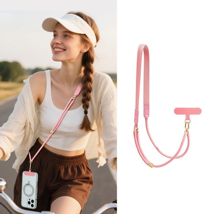 Tracolla ibrida regolabile per cellulare, da portare a tracolla o a spalla, con cuscinetto di fissaggio, unisex., Gold Hardware, Painted Metal Hardware