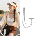 Tracolla ibrida regolabile per cellulare, da portare a tracolla o a spalla, con cuscinetto di fissaggio, unisex., Gold Hardware, Painted Metal Hardware