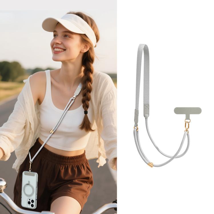 Tracolla ibrida regolabile per cellulare, da portare a tracolla o a spalla, con cuscinetto di fissaggio, unisex., Gold Hardware, Painted Metal Hardware
