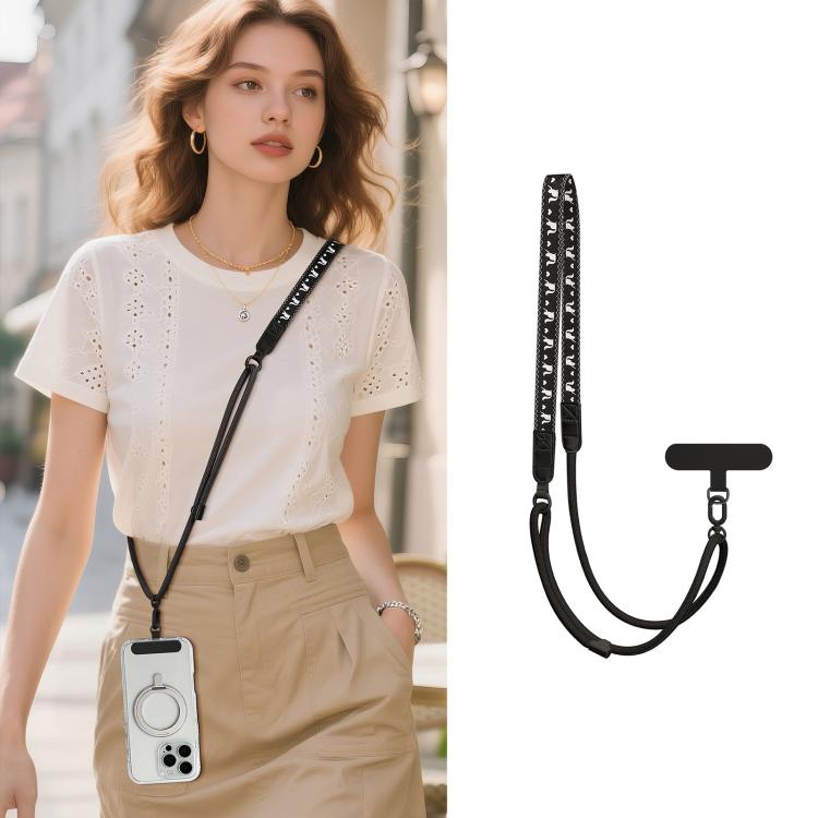 Cordino per cellulare regolabile con stampa a cartoni animati, ibrido, da indossare a tracolla o a spalla, con cuscinetto di sicurezza, unisex.