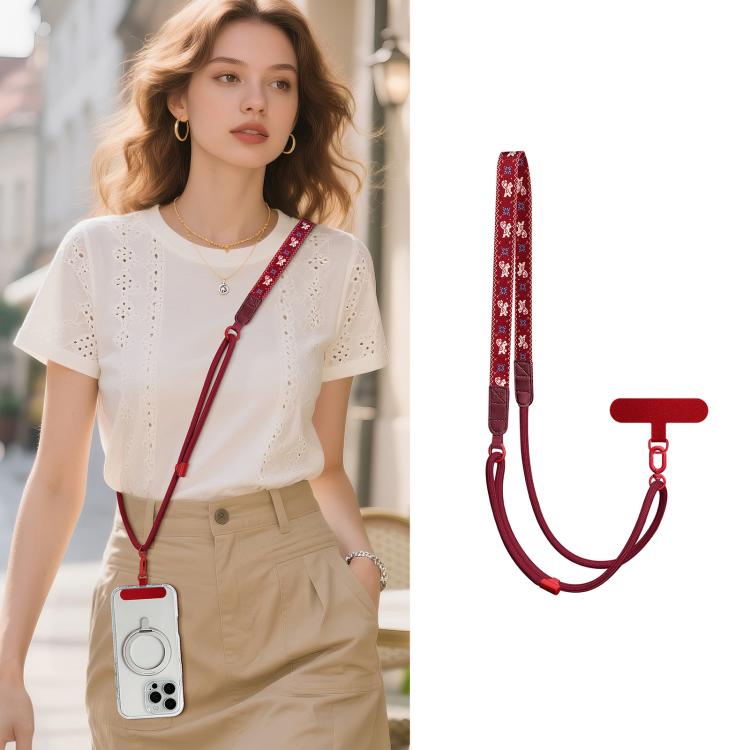 Cordino per cellulare regolabile con stampa a cartoni animati, ibrido, da indossare a tracolla o a spalla, con cuscinetto di sicurezza, unisex.