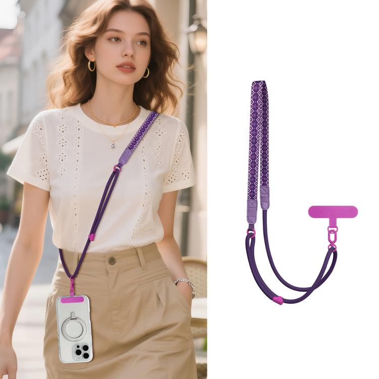 Cordino per cellulare regolabile con stampa a cartoni animati, ibrido, da indossare a tracolla o a spalla, con cuscinetto di sicurezza, unisex.