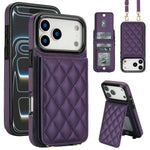 Custodia per cellulare a tracolla romboidale con protezione RFID e porta carte., For iPhone 17e / 16e, For iPhone 17 Pro Max, For iPhone 17 Pro