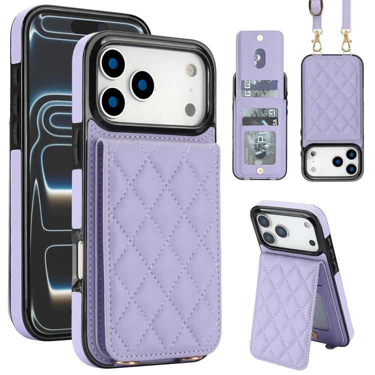 Custodia per cellulare a tracolla romboidale con protezione RFID e porta carte., For iPhone 17e / 16e, For iPhone 17 Pro Max, For iPhone 17 Pro