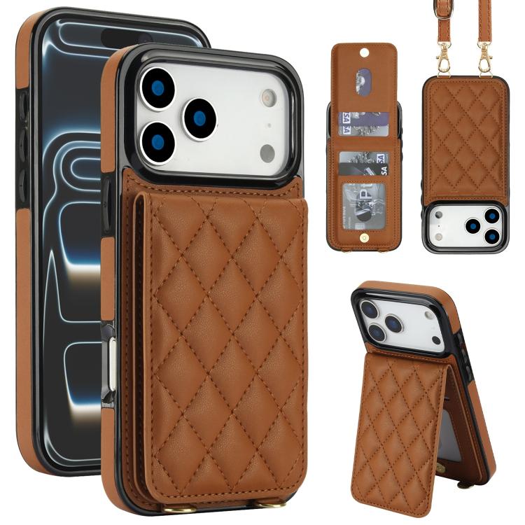 Custodia per cellulare a tracolla romboidale con protezione RFID e porta carte., For iPhone 17e / 16e, For iPhone 17 Pro Max, For iPhone 17 Pro