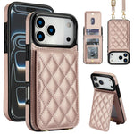 Custodia per cellulare a tracolla romboidale con protezione RFID e porta carte., For iPhone 17e / 16e, For iPhone 17 Pro Max, For iPhone 17 Pro