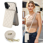 Custodia per cellulare a tracolla romboidale con protezione RFID e porta carte., For iPhone 17, For iPhone Air, For iPhone 16 Pro Max