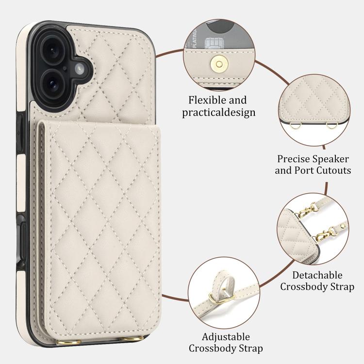 Custodia per cellulare a tracolla romboidale con protezione RFID e porta carte., For iPhone 17, For iPhone Air, For iPhone 16 Pro Max