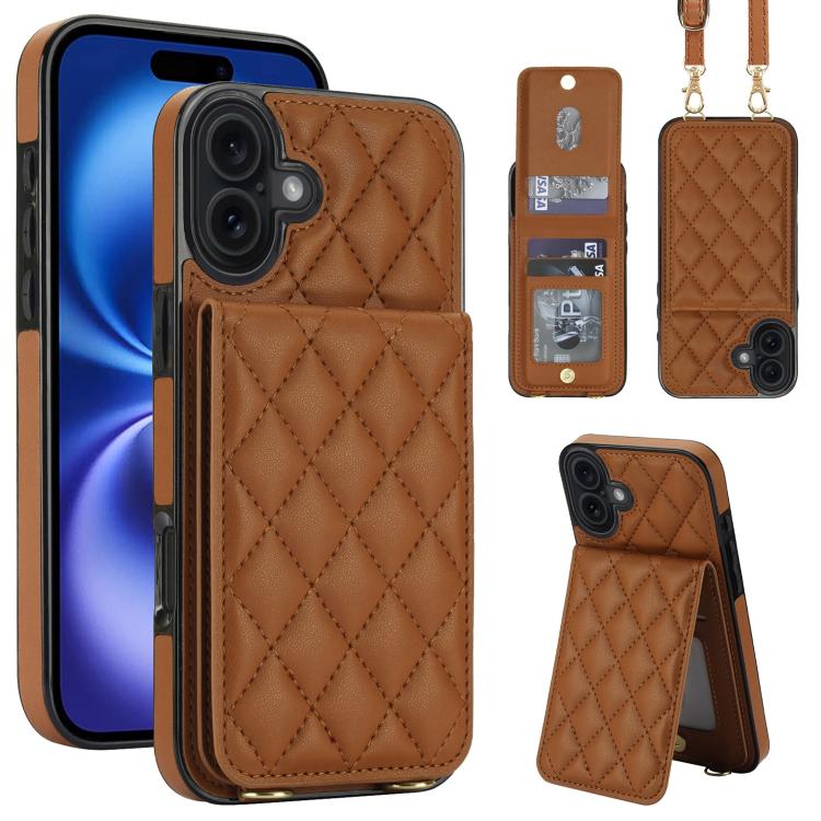 Custodia per cellulare a tracolla romboidale con protezione RFID e porta carte., For iPhone 17, For iPhone Air, For iPhone 16 Pro Max