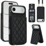 Custodia per cellulare a tracolla romboidale con protezione RFID e porta carte., For iPhone 17, For iPhone Air, For iPhone 16 Pro Max