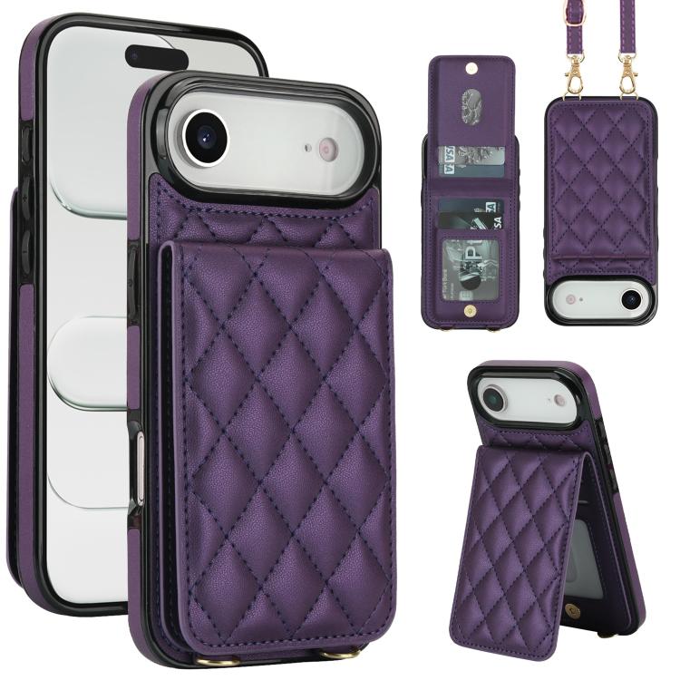 Custodia per cellulare a tracolla romboidale con protezione RFID e porta carte., For iPhone 17, For iPhone Air, For iPhone 16 Pro Max