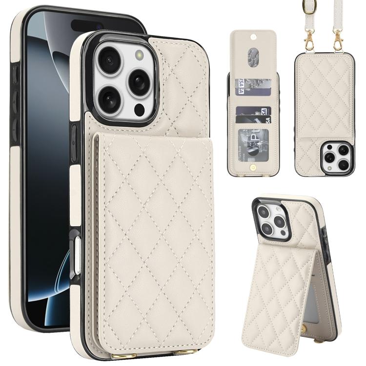 Custodia per cellulare a tracolla romboidale con protezione RFID e porta carte., For iPhone 16 Pro, For iPhone 16 Plus, For iPhone 16