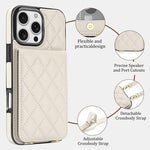 Custodia per cellulare a tracolla romboidale con protezione RFID e porta carte., For iPhone 16 Pro, For iPhone 16 Plus, For iPhone 16