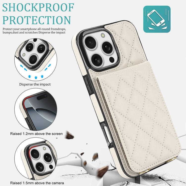 Custodia per cellulare a tracolla romboidale con protezione RFID e porta carte., For iPhone 16 Pro, For iPhone 16 Plus, For iPhone 16