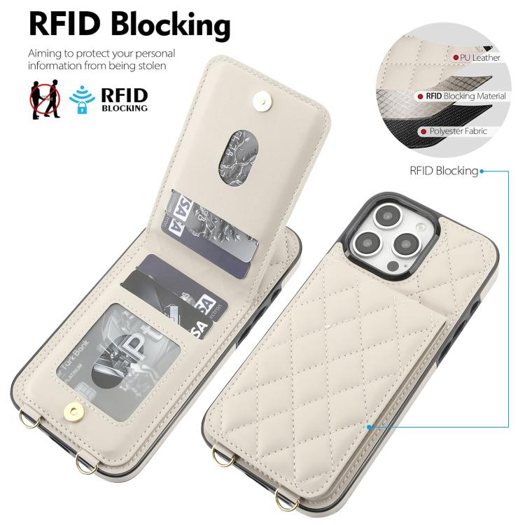 Custodia per cellulare a tracolla romboidale con protezione RFID e porta carte., For iPhone 16 Pro, For iPhone 16 Plus, For iPhone 16