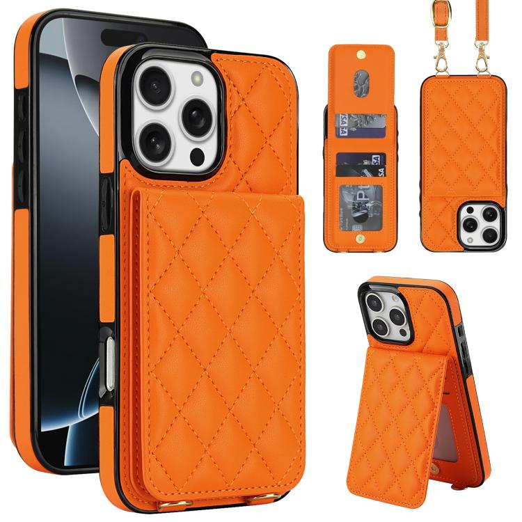 Custodia per cellulare a tracolla romboidale con protezione RFID e porta carte., For iPhone 16 Pro, For iPhone 16 Plus, For iPhone 16