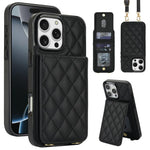 Custodia per cellulare a tracolla romboidale con protezione RFID e porta carte., For iPhone 16 Pro, For iPhone 16 Plus, For iPhone 16