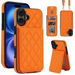 Custodia per cellulare a tracolla romboidale con protezione RFID e porta carte., For iPhone 16 Pro, For iPhone 16 Plus, For iPhone 16