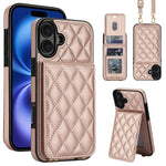 Custodia per cellulare a tracolla romboidale con protezione RFID e porta carte., For iPhone 16 Pro, For iPhone 16 Plus, For iPhone 16