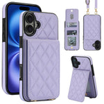 Custodia per cellulare a tracolla romboidale con protezione RFID e porta carte., For iPhone 16 Pro, For iPhone 16 Plus, For iPhone 16