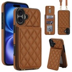 Custodia per cellulare a tracolla romboidale con protezione RFID e porta carte., For iPhone 16 Pro, For iPhone 16 Plus, For iPhone 16