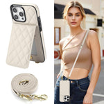 Custodia per cellulare a tracolla romboidale con protezione RFID e porta carte., For iPhone 15 Pro Max, For iPhone 15 Pro, For iPhone 15 Plus / 14 Plus