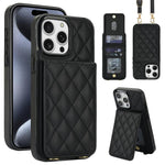 Custodia per cellulare a tracolla romboidale con protezione RFID e porta carte., For iPhone 15 Pro Max, For iPhone 15 Pro, For iPhone 15 Plus / 14 Plus