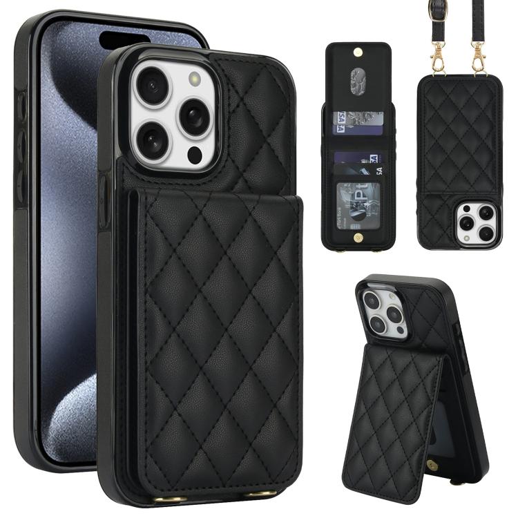 Custodia per cellulare a tracolla romboidale con protezione RFID e porta carte., For iPhone 15 Pro Max, For iPhone 15 Pro, For iPhone 15 Plus / 14 Plus