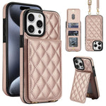 Custodia per cellulare a tracolla romboidale con protezione RFID e porta carte., For iPhone 15 Pro Max, For iPhone 15 Pro, For iPhone 15 Plus / 14 Plus