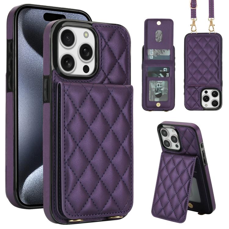Custodia per cellulare a tracolla romboidale con protezione RFID e porta carte., For iPhone 15 Pro Max, For iPhone 15 Pro, For iPhone 15 Plus / 14 Plus