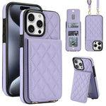 Custodia per cellulare a tracolla romboidale con protezione RFID e porta carte., For iPhone 15 Pro Max, For iPhone 15 Pro, For iPhone 15 Plus / 14 Plus