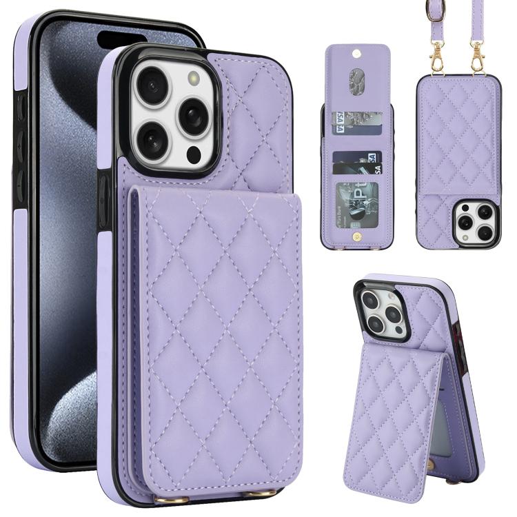 Custodia per cellulare a tracolla romboidale con protezione RFID e porta carte., For iPhone 15 Pro Max, For iPhone 15 Pro, For iPhone 15 Plus / 14 Plus