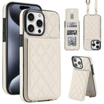 Custodia per cellulare a tracolla romboidale con protezione RFID e porta carte., For iPhone 15 Pro Max, For iPhone 15 Pro, For iPhone 15 Plus / 14 Plus