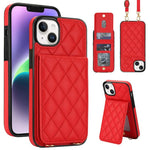 Custodia per cellulare a tracolla romboidale con protezione RFID e porta carte., For iPhone 15 Pro Max, For iPhone 15 Pro, For iPhone 15 Plus / 14 Plus