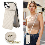 Custodia per cellulare a tracolla romboidale con protezione RFID e porta carte., For iPhone 15, For iPhone 14 / 13, For iPhone 14 Pro