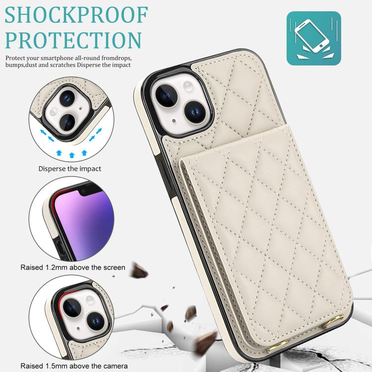 Custodia per cellulare a tracolla romboidale con protezione RFID e porta carte., For iPhone 15, For iPhone 14 / 13, For iPhone 14 Pro