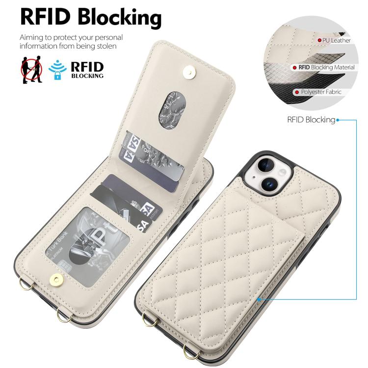 Custodia per cellulare a tracolla romboidale con protezione RFID e porta carte., For iPhone 15, For iPhone 14 / 13, For iPhone 14 Pro