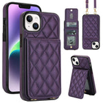 Custodia per cellulare a tracolla romboidale con protezione RFID e porta carte., For iPhone 15, For iPhone 14 / 13, For iPhone 14 Pro
