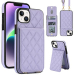 Custodia per cellulare a tracolla romboidale con protezione RFID e porta carte., For iPhone 15, For iPhone 14 / 13, For iPhone 14 Pro