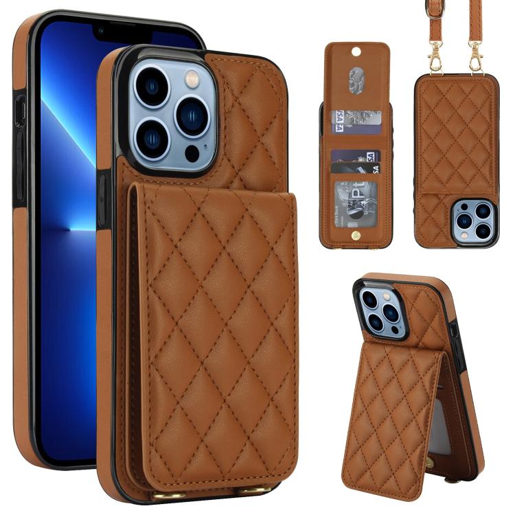 Custodia per cellulare a tracolla romboidale con protezione RFID e porta carte., For iPhone 15, For iPhone 14 / 13, For iPhone 14 Pro