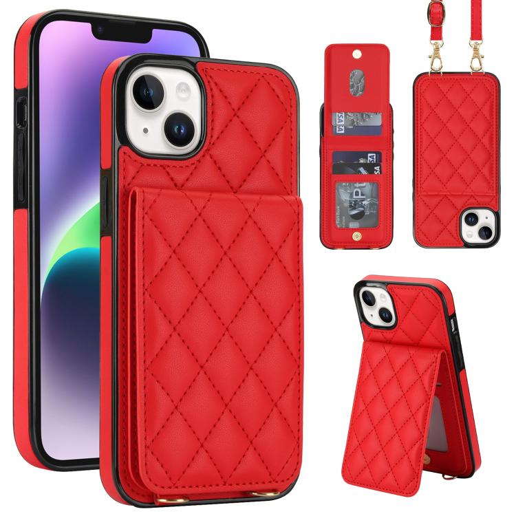 Custodia per cellulare a tracolla romboidale con protezione RFID e porta carte., For iPhone 15, For iPhone 14 / 13, For iPhone 14 Pro