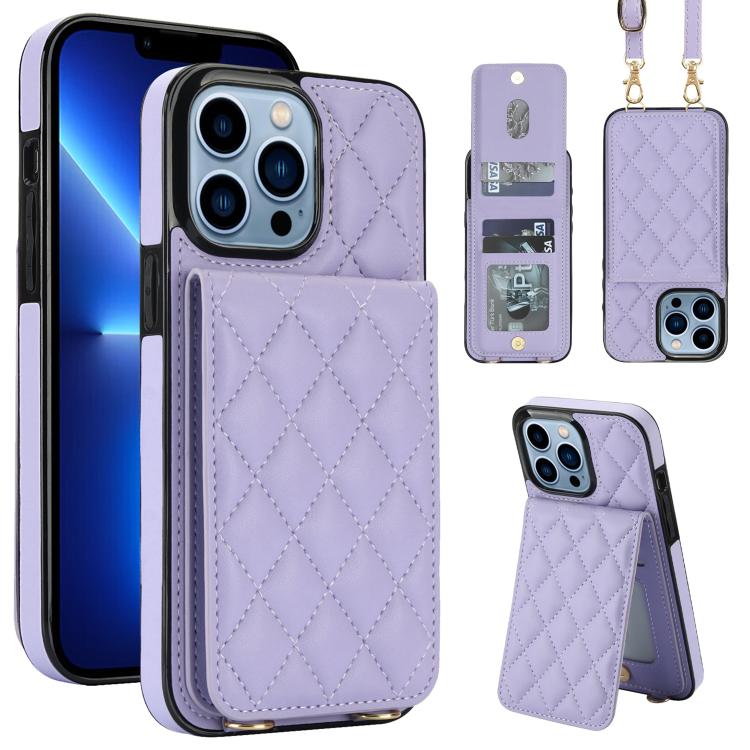 Custodia per cellulare a tracolla romboidale con protezione RFID e porta carte., For iPhone 14 Pro Max, For iPhone SE 2022 / SE 2020 / 8 / 7, For iPhone 13 Pro Max