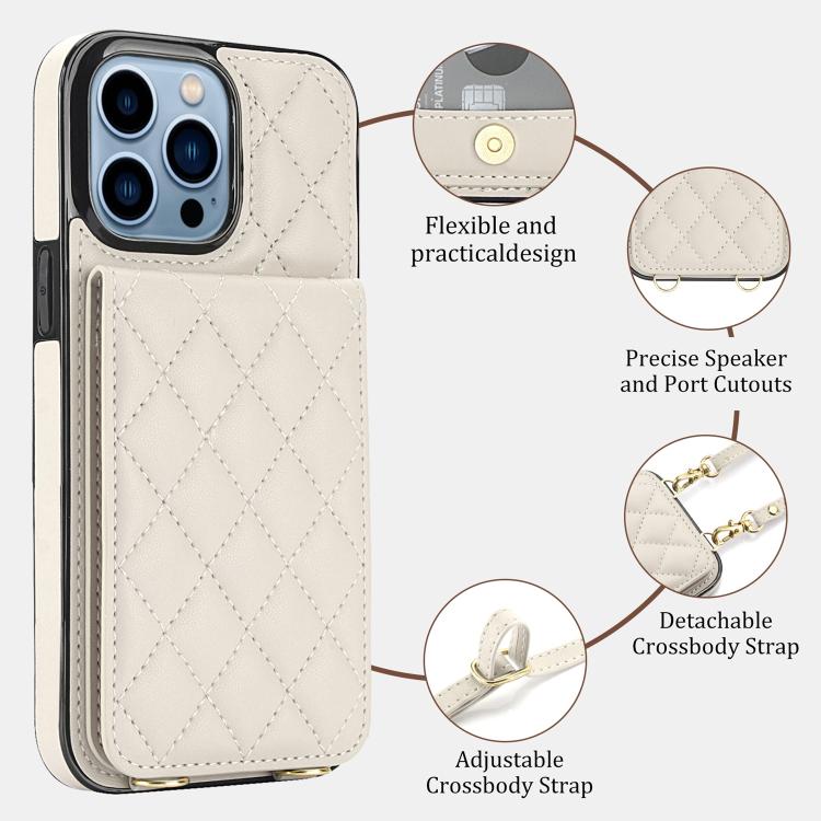 Custodia per cellulare a tracolla romboidale con protezione RFID e porta carte., For iPhone 13 Pro, For iPhone 13 mini, For iPhone 12 / 12 Pro
